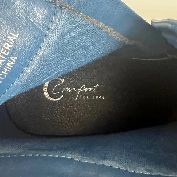 C Comfort Est 1946 Blue Denim Ankle Boots Booties Heels Boho Western 10 - Picture 10 of 11